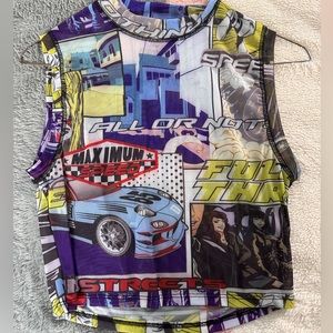 Forever 21 Sheer Comic-Book look tank size small